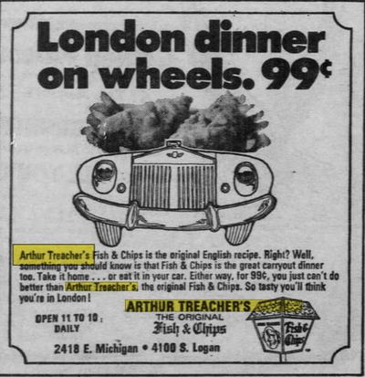 Arthur Treachers Fish & Chips - Mar 1971 Ad